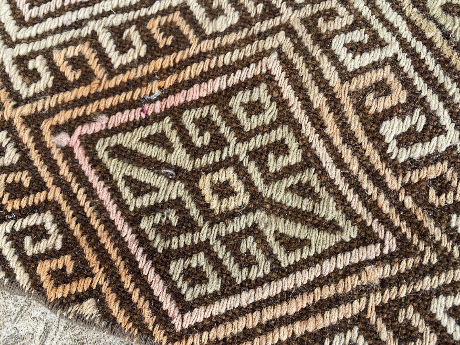 Vintage Turkish Oushak Rug, 1.8x3.7ft Red Handmade Wool Antique Tribal Small Rug