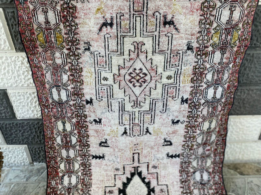 Vintage Persian Rug - 2.4x8.9 Brown Soumak Handmade Wool Antique Tribal Area Rug