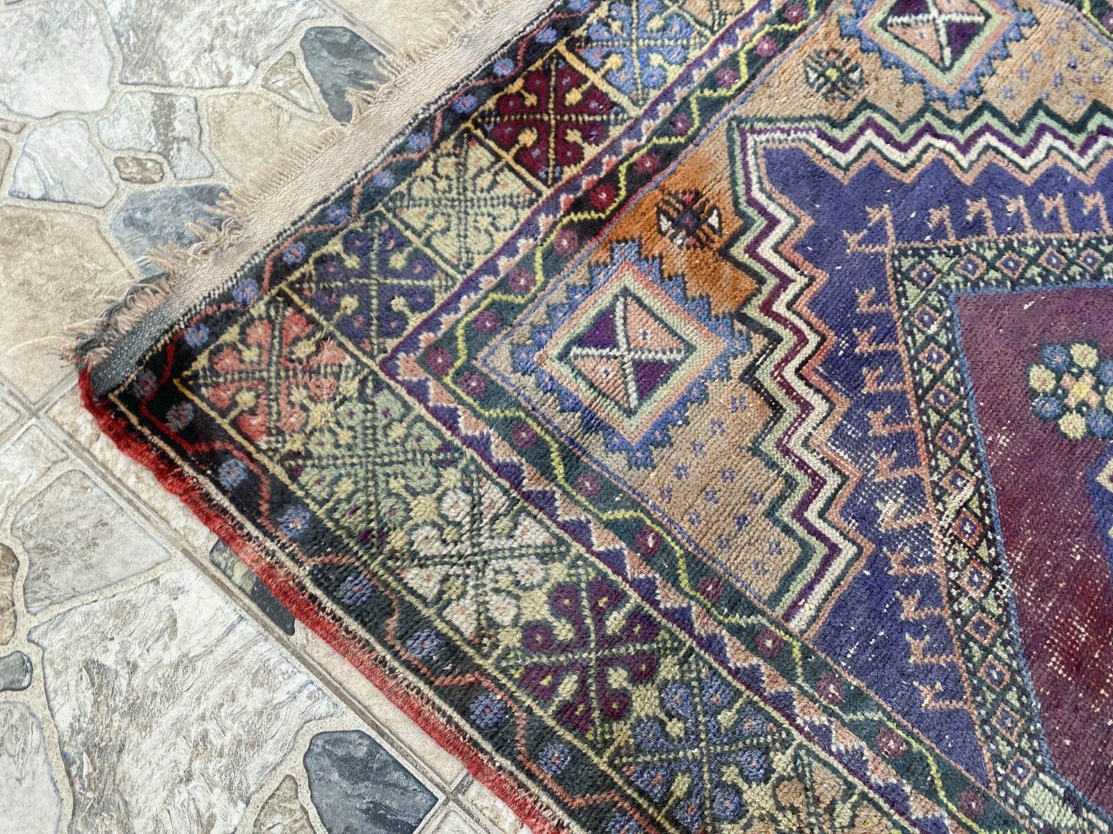 Handmade Turkish Vintage Rug | 1970s Tribal Wool Farmhouse Antique Area Carpet