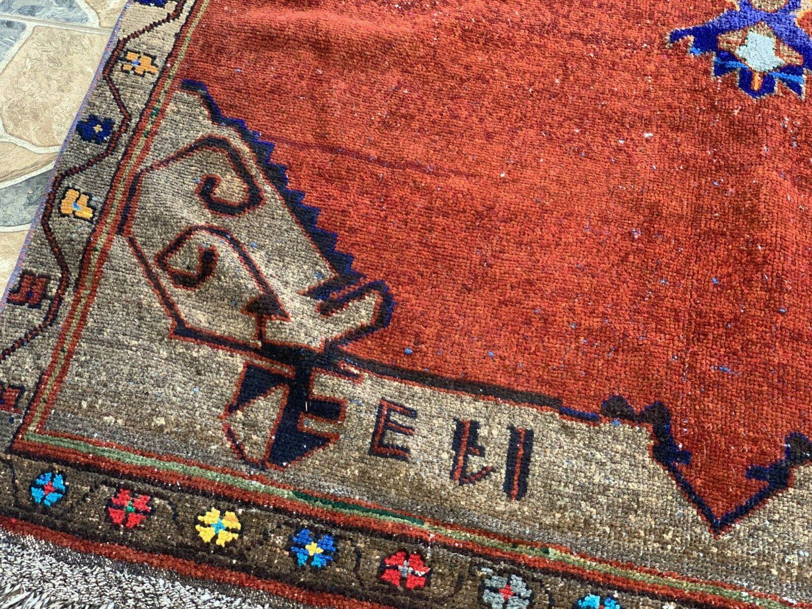 Vintage Rug, Anatolian Tribal Kilim TURKISH OUSHAK Geometric Farmhouse 4.5x9.3ft