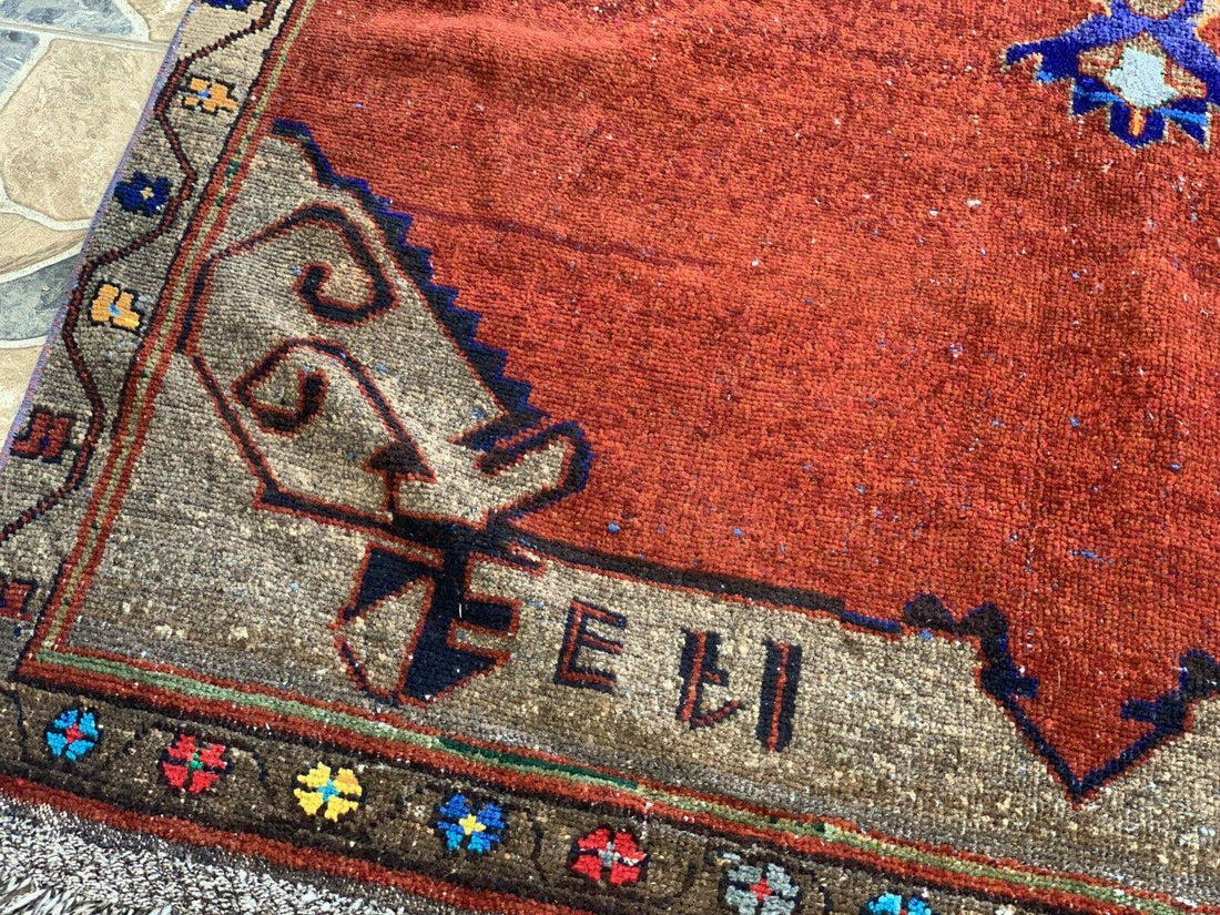 Vintage Rug, Anatolian Tribal Kilim TURKISH OUSHAK Geometric Farmhouse 4.5x9.3ft