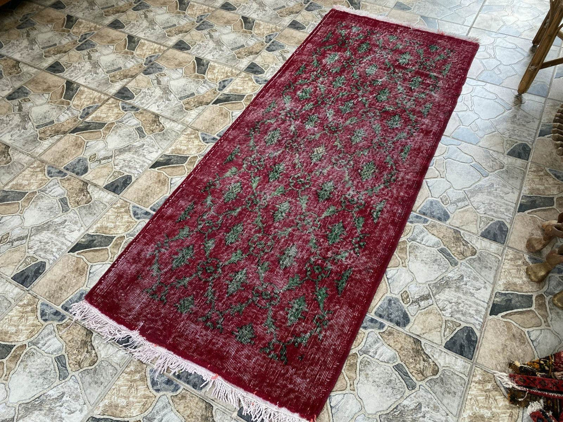 Vintage Turkish Runner Rug | 2.7x6.7ft Wool Handmade Anatolian Village Hallway