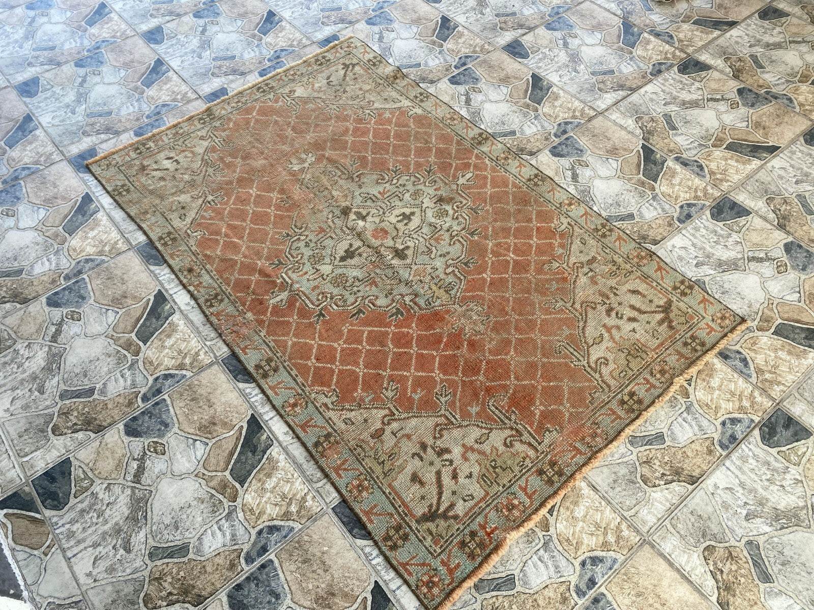 Vintage Turkish Oushak Rug | Anatolian Antique Brown Hand-Knotted Wool Area Rug