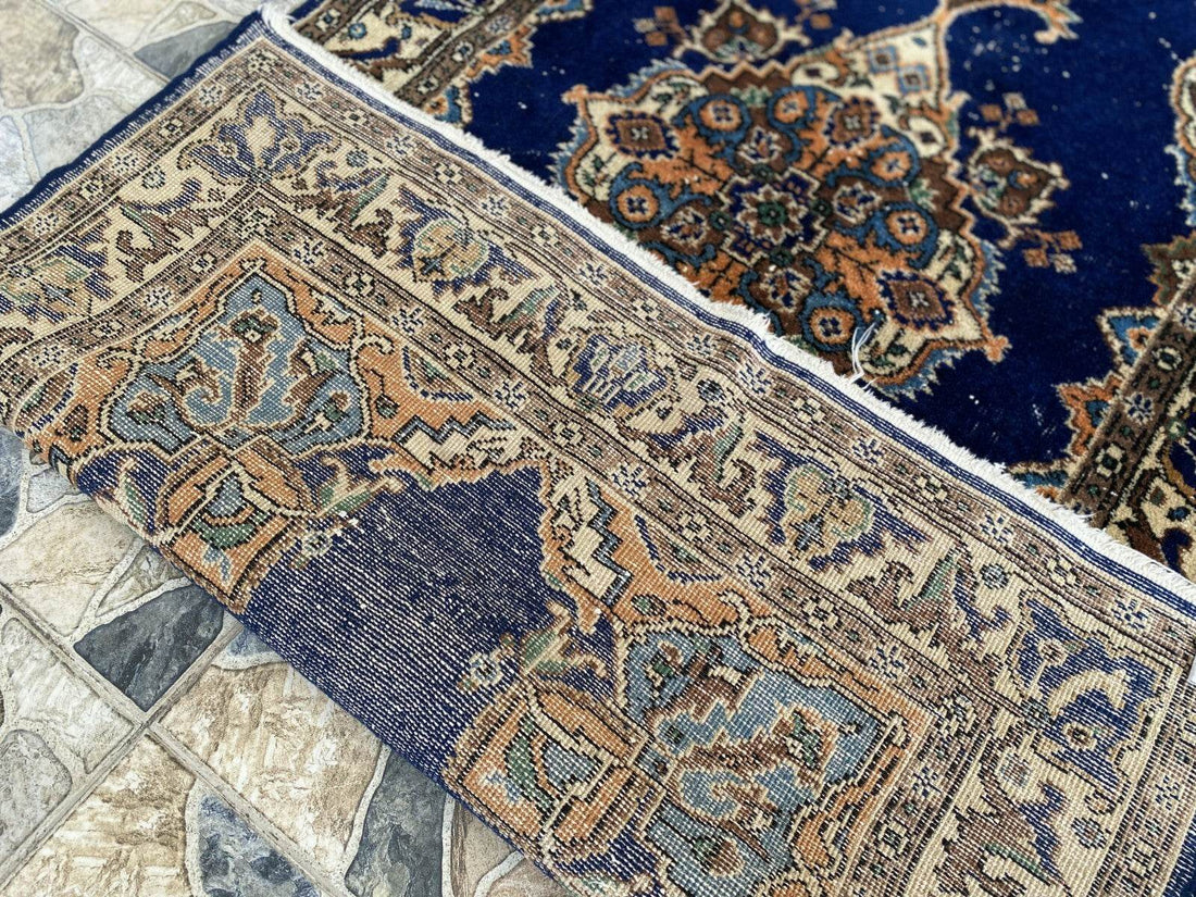 Vintage Turkish Oushak Rug, 4 x 7 ft Handmade Wool Antique Tribal Area Wool Rug