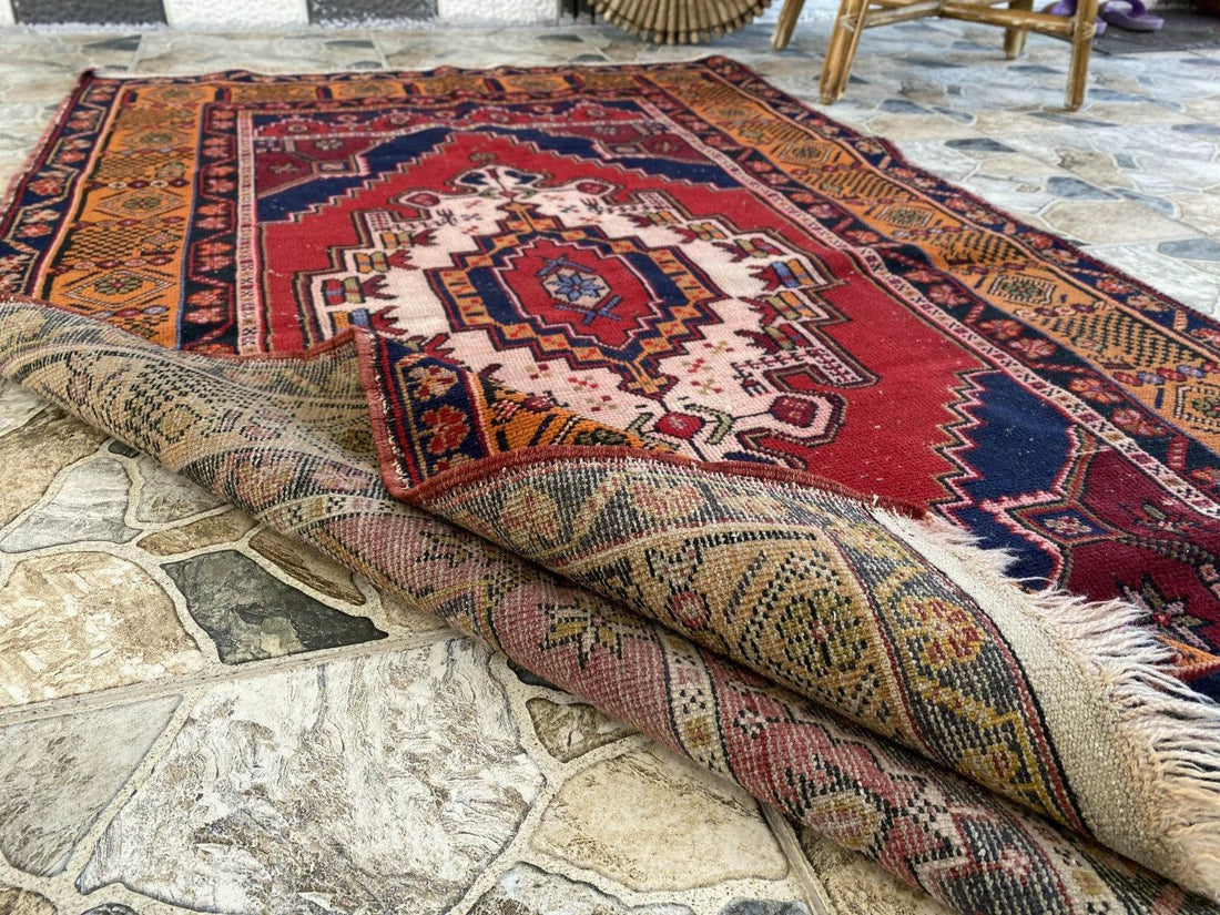 Vintage Turkish Oushak Rug | Hand-Knotted Wool Anatolian Tribal Carpet 4 x 6 ft