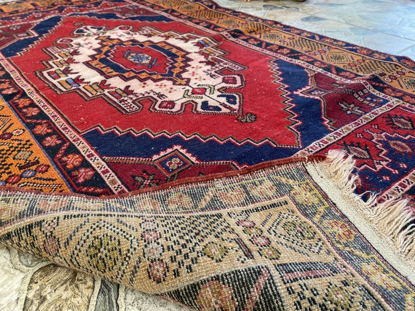 Vintage Turkish Oushak Rug | Hand-Knotted Wool Anatolian Tribal Carpet 4 x 6 ft