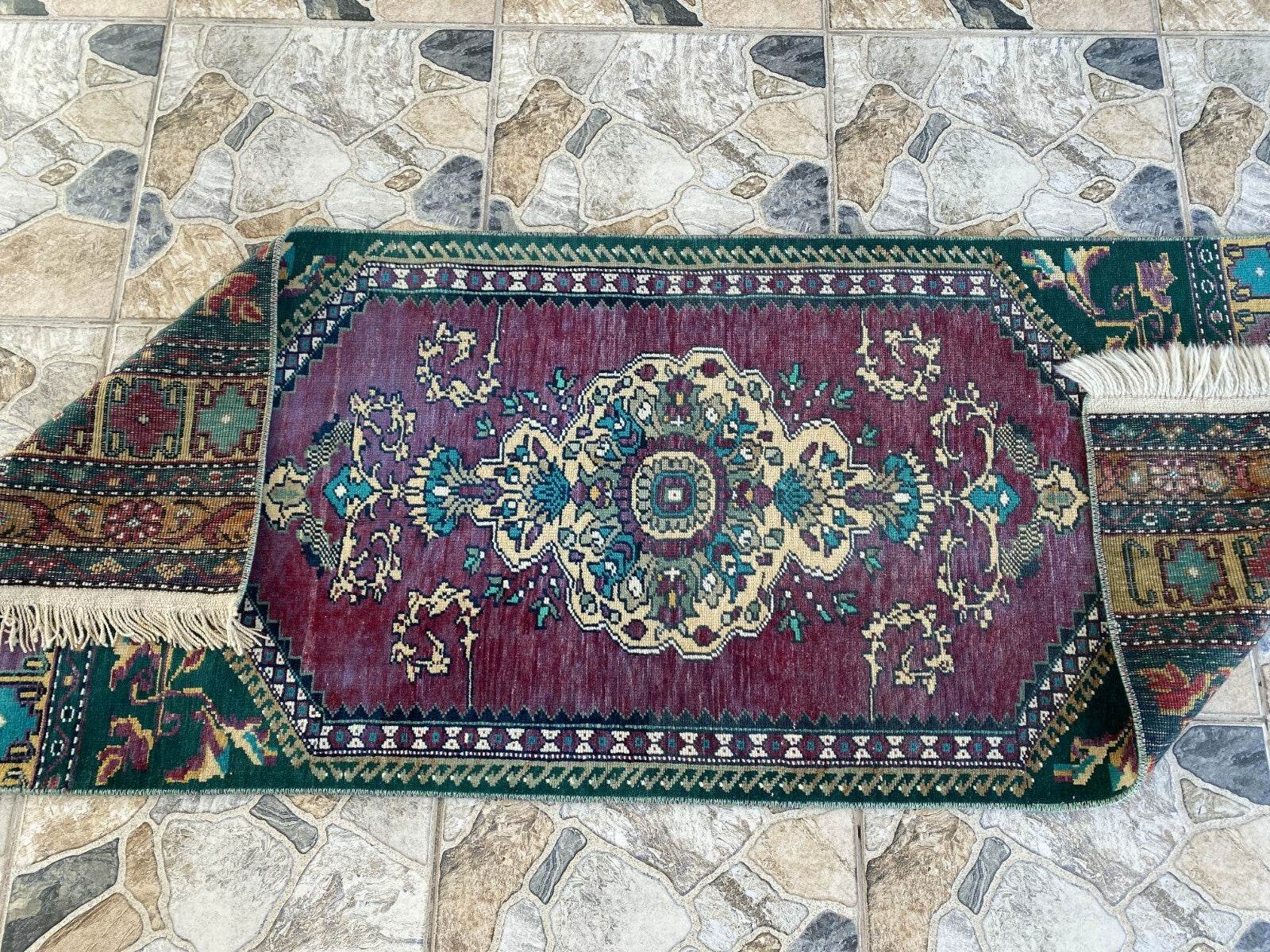 Handmade Turkish Vintage Rug | 1960s Tribal Wool Farmhouse Antique Runner Carpet