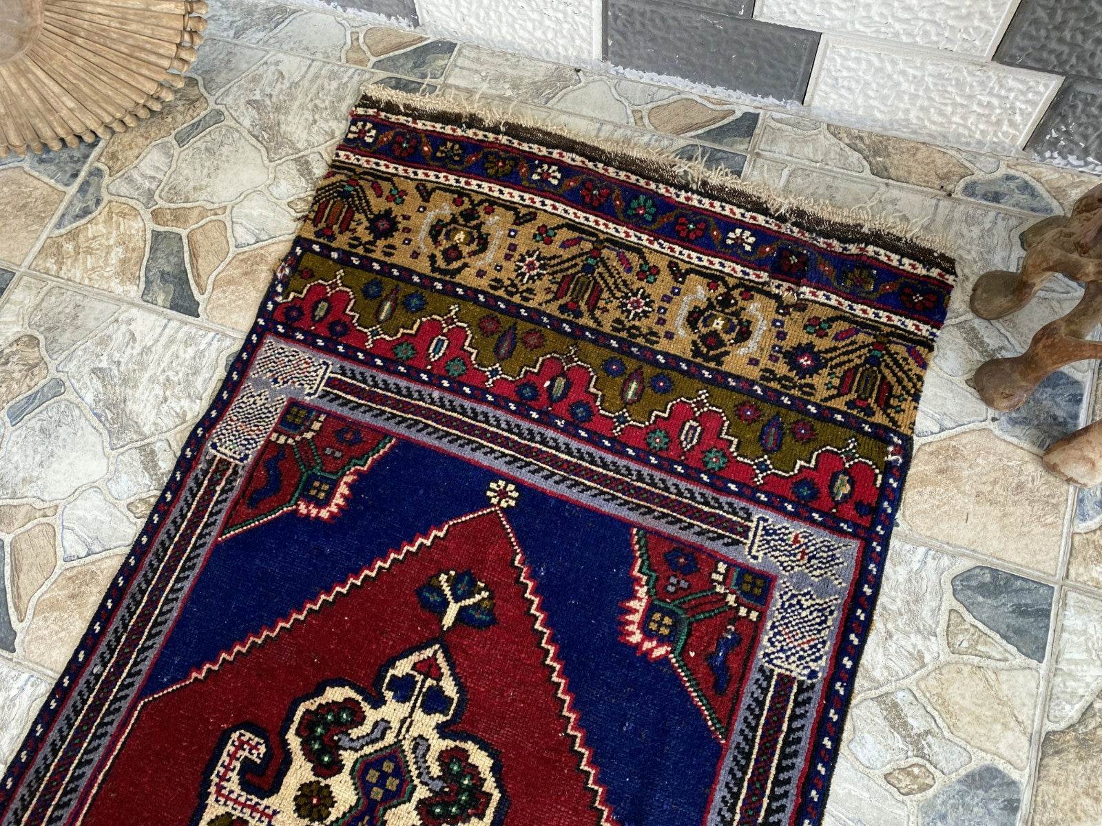 Vintage Turkish Runner Rug | 2.7 x 7.5 ft Hand-Knotted Wool Antique Hallway Rug