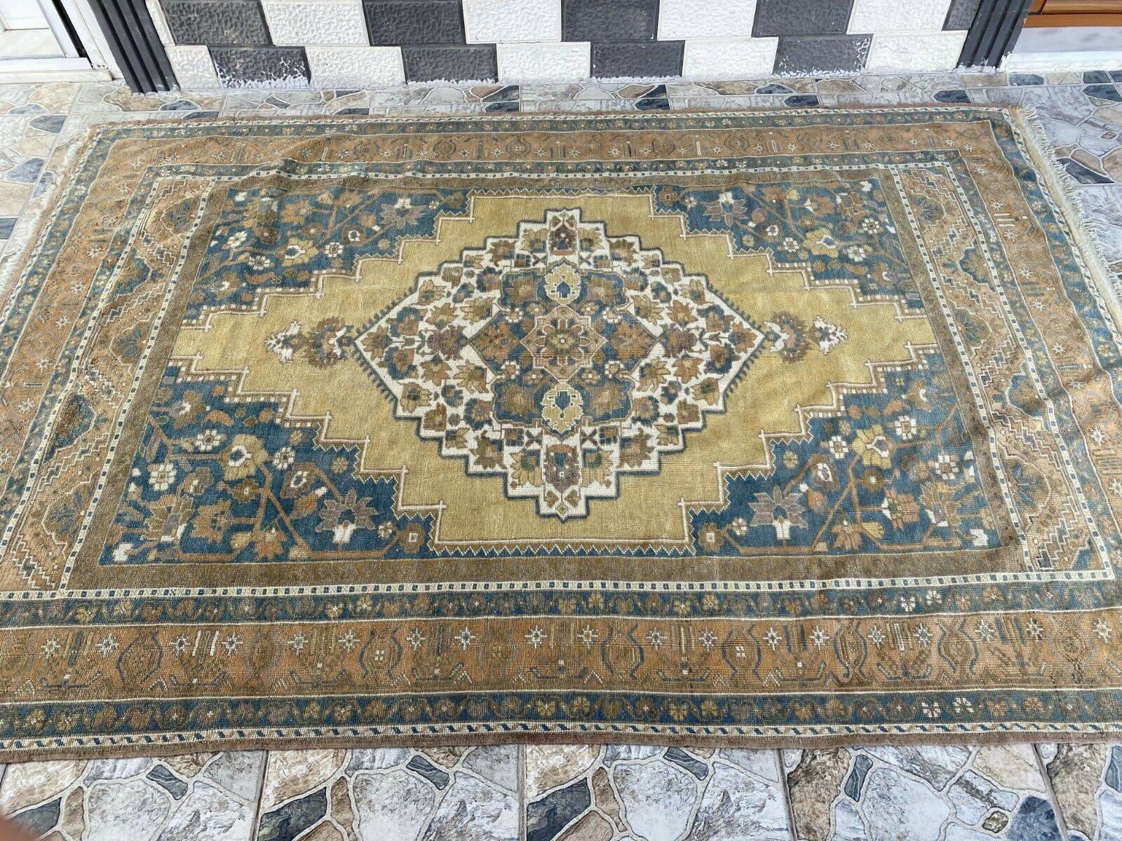 Vintage Turkish Oushak Rug | Anatolian Antique Taspinar Hand-Knotted Wool 1960s 6x8 ft