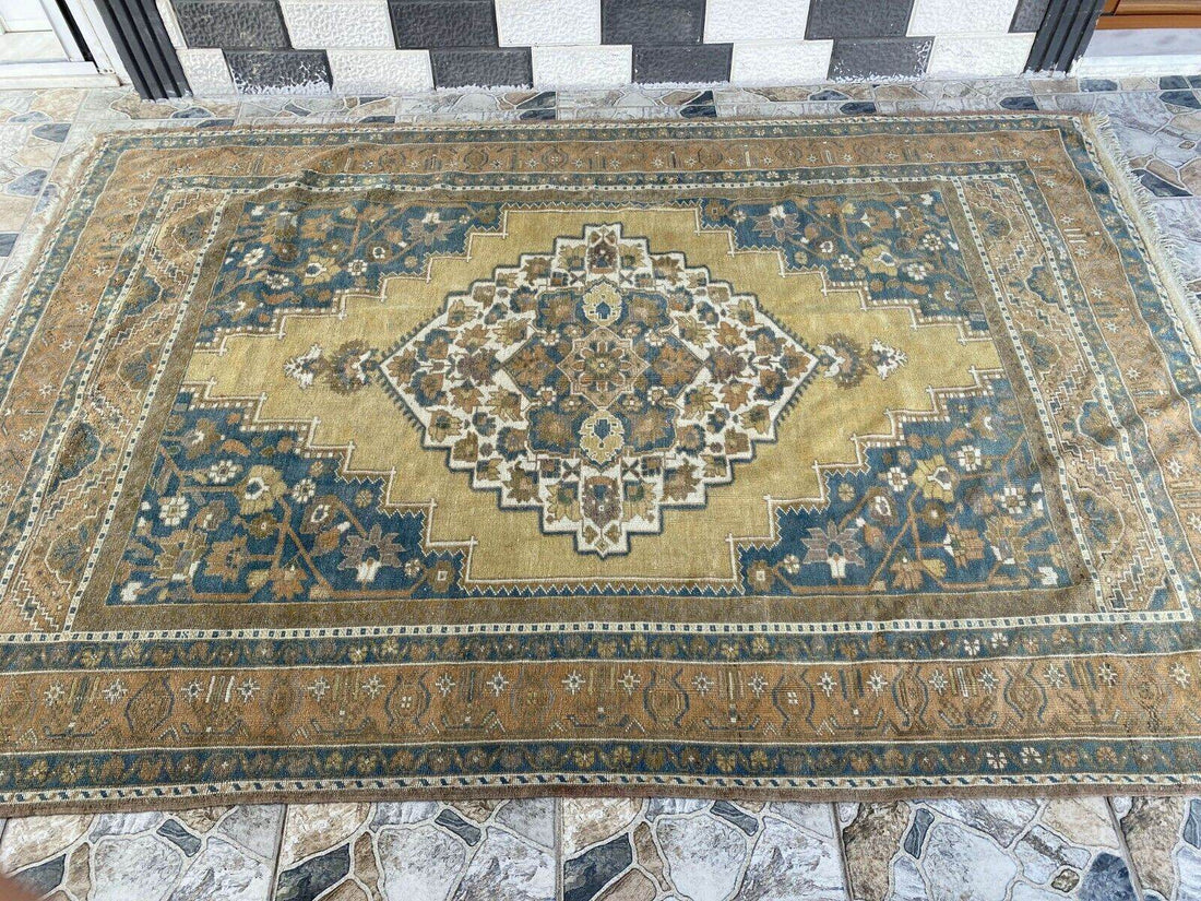 Vintage Turkish Oushak Rug | Anatolian Antique Taspinar Hand-Knotted Wool 1960s 6x8 ft