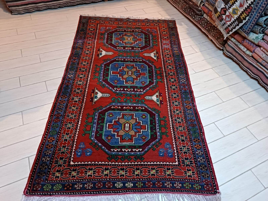 Vintage Caucasian Rug | 4.43 x 7.74 ft | Tribal Handmade Wool Farmhouse Carpet