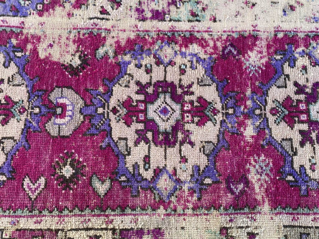 Geometric Turkish Vintage Rug,Farmhouse Handmade Anatolian Runner Rug 2.9x9.4 ft