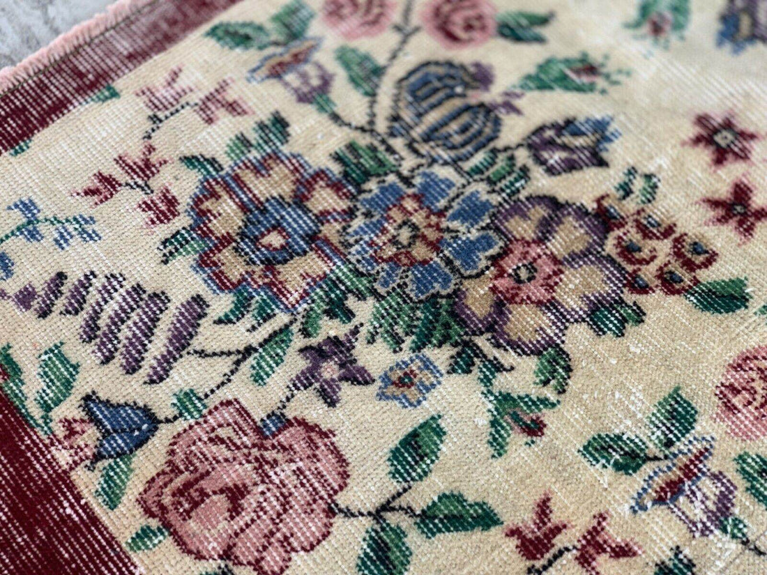 Vintage Turkish Rug | Oushak Handmade Wool Farmhouse Carpet Antique 3.3 x 5.2 ft