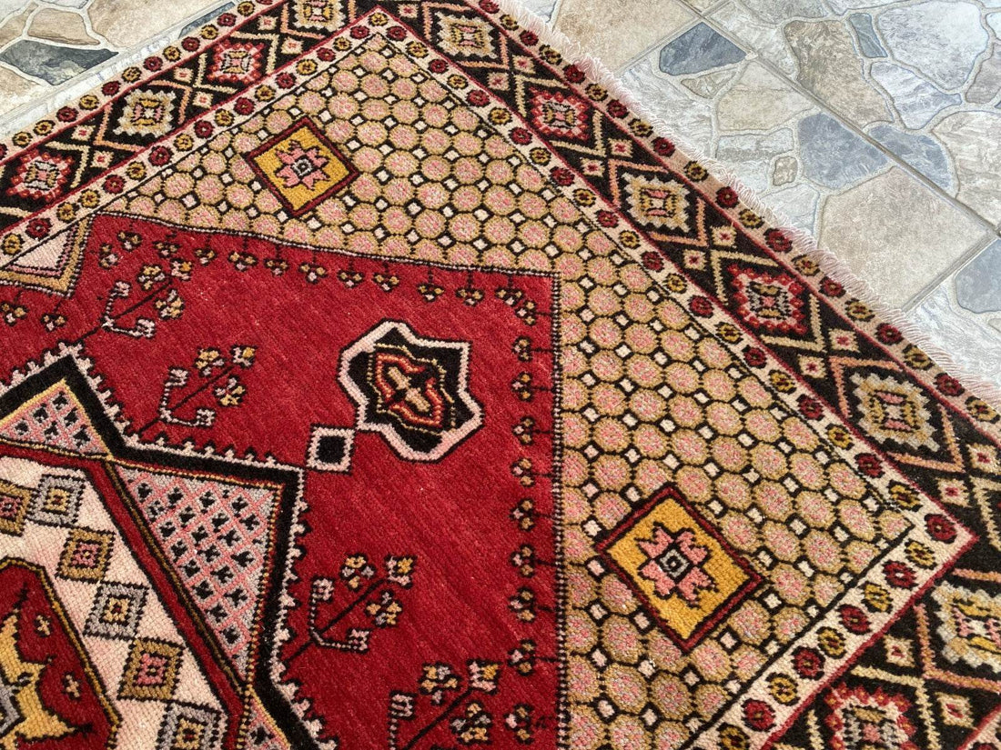 Vintage Rug | Wool Area Antique Farmhouse Anatolian Handmade Turkish Rug 4x6ft