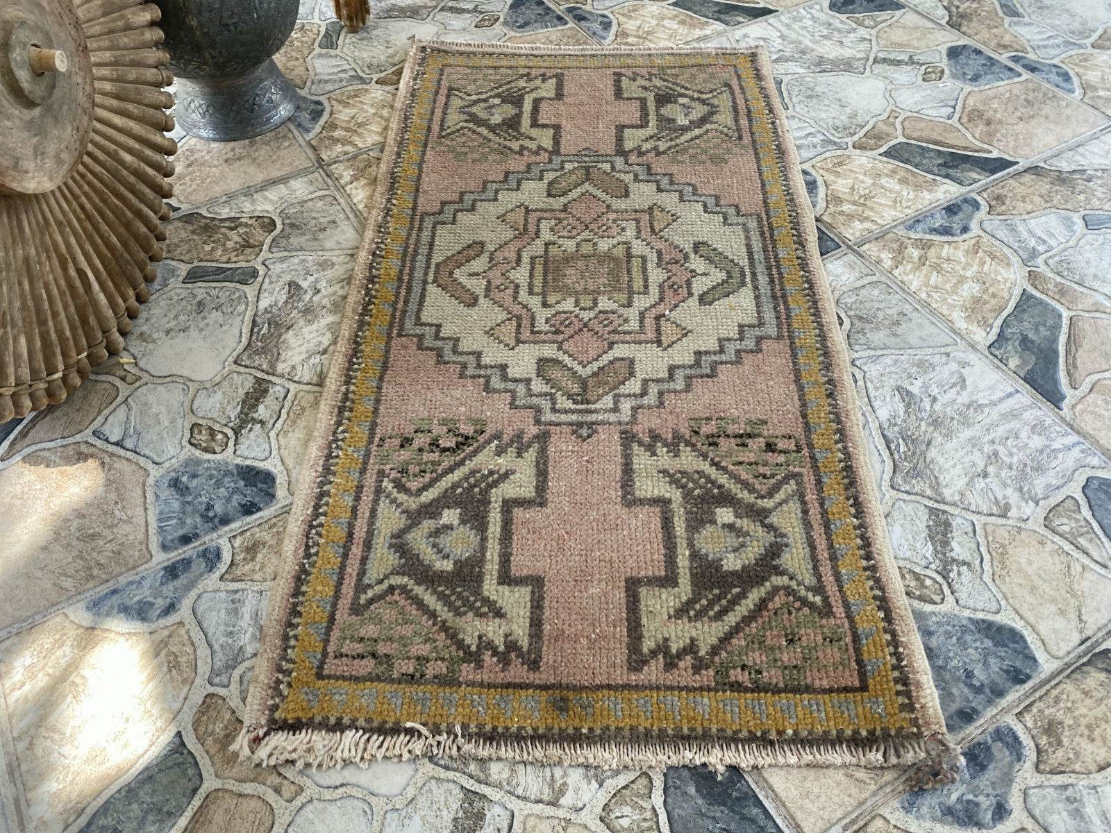 Handmade Turkish Vintage Rug | 1980s Tribal Wool Farmhouse Antique Small Carpet