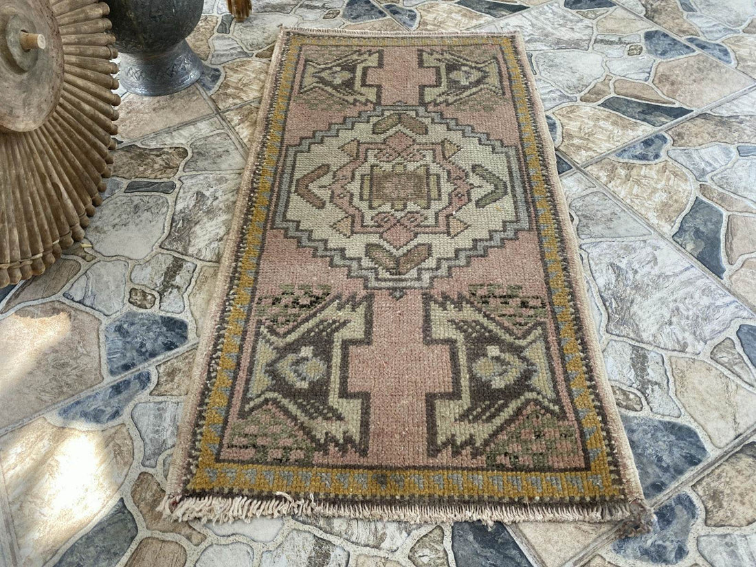 Handmade Turkish Vintage Rug | 1980s Tribal Wool Farmhouse Antique Small Carpet