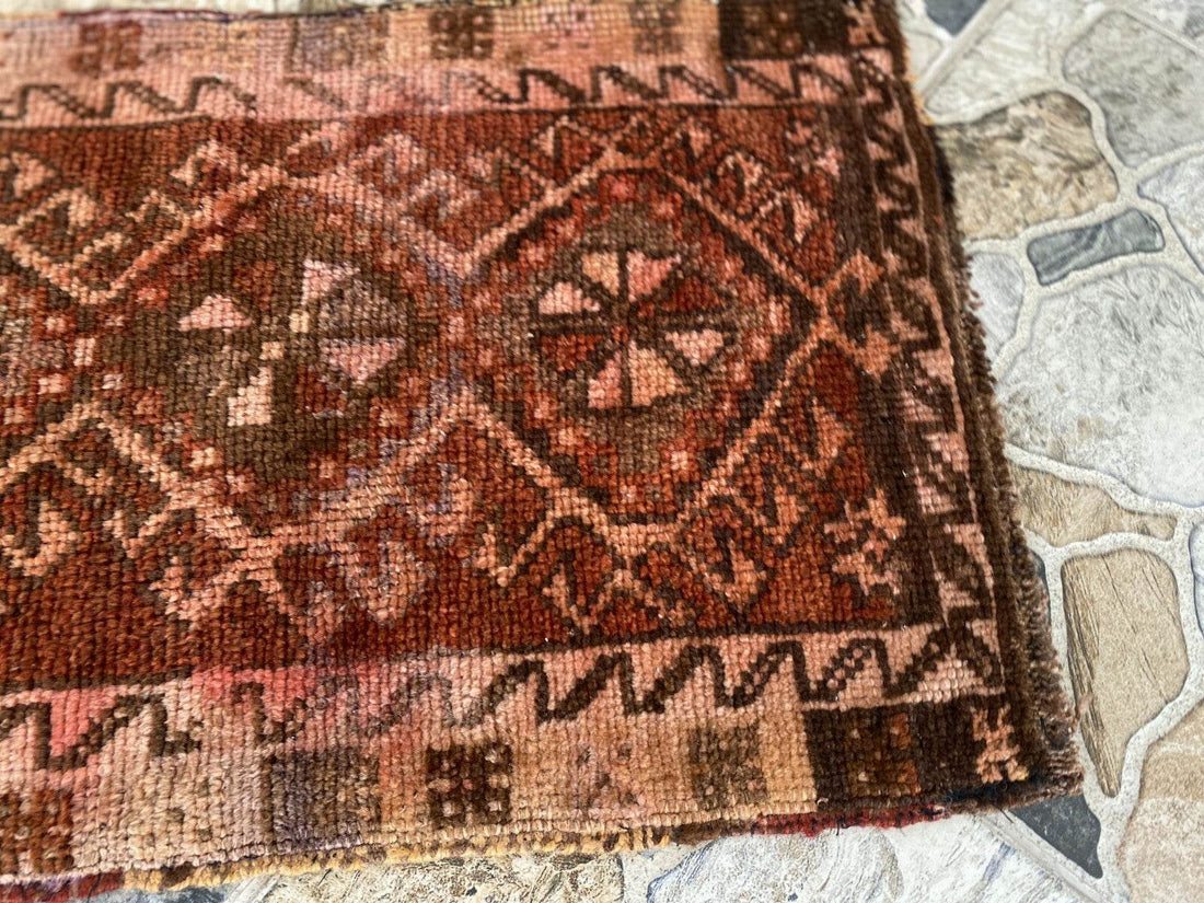 Vintage Hand-knotted Rug | 1980s Turkish Tribal Wool Farmhouse Antique Small Rug