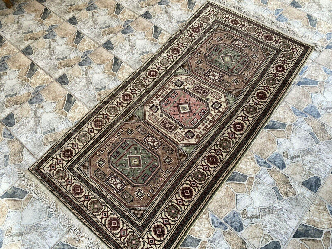 Geometric Turkish Vintage Rug, Vintage Anatolian Kazakh Motif Village Rug 3x6 ft
