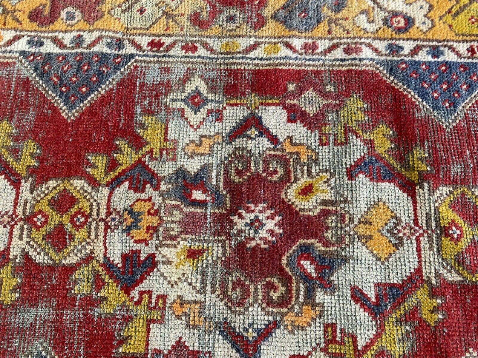 Vintage Turkish Wool Rug - Handmade Antique Red Oushak Kurdish Runner Rug 3x9 ft
