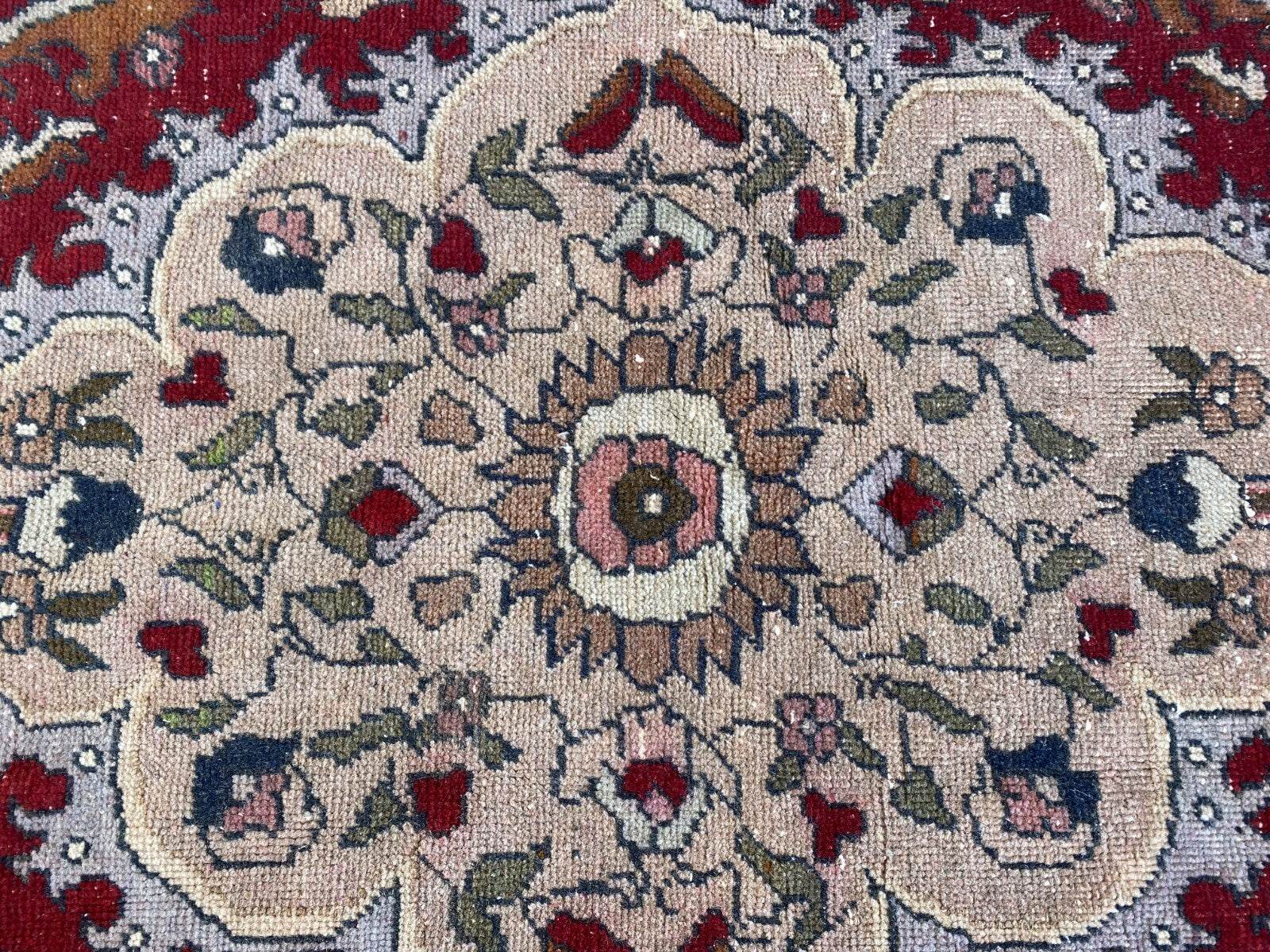 Vintage Turkish Wool Rug, Antique Red Hand-Knotted Oushak Anatolian 1970s 4x6
