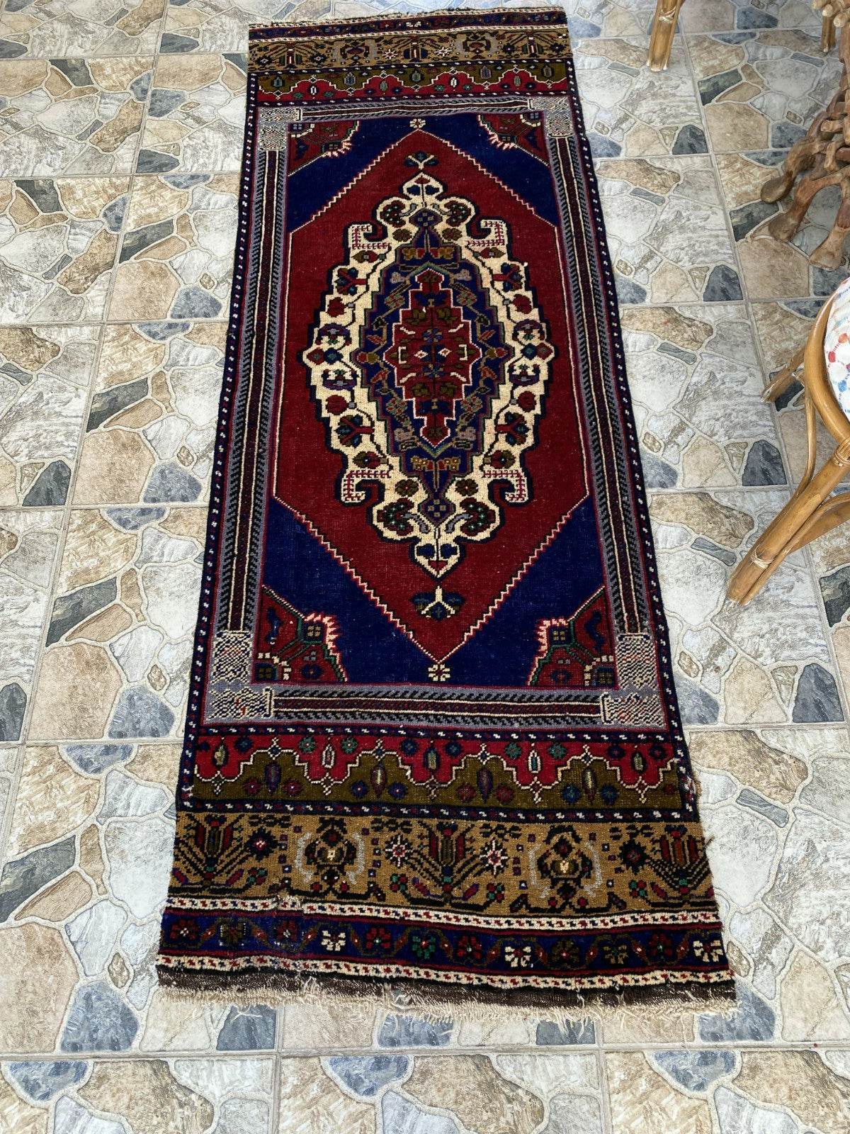 Vintage Turkish Runner Rug | 2.7 x 7.5 ft Hand-Knotted Wool Antique Hallway Rug