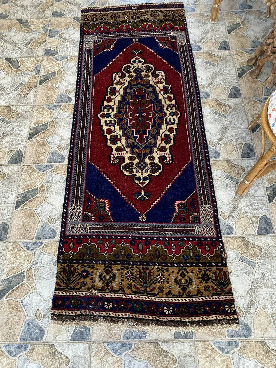 Vintage Turkish Runner Rug | 2.7 x 7.5 ft Hand-Knotted Wool Antique Hallway Rug