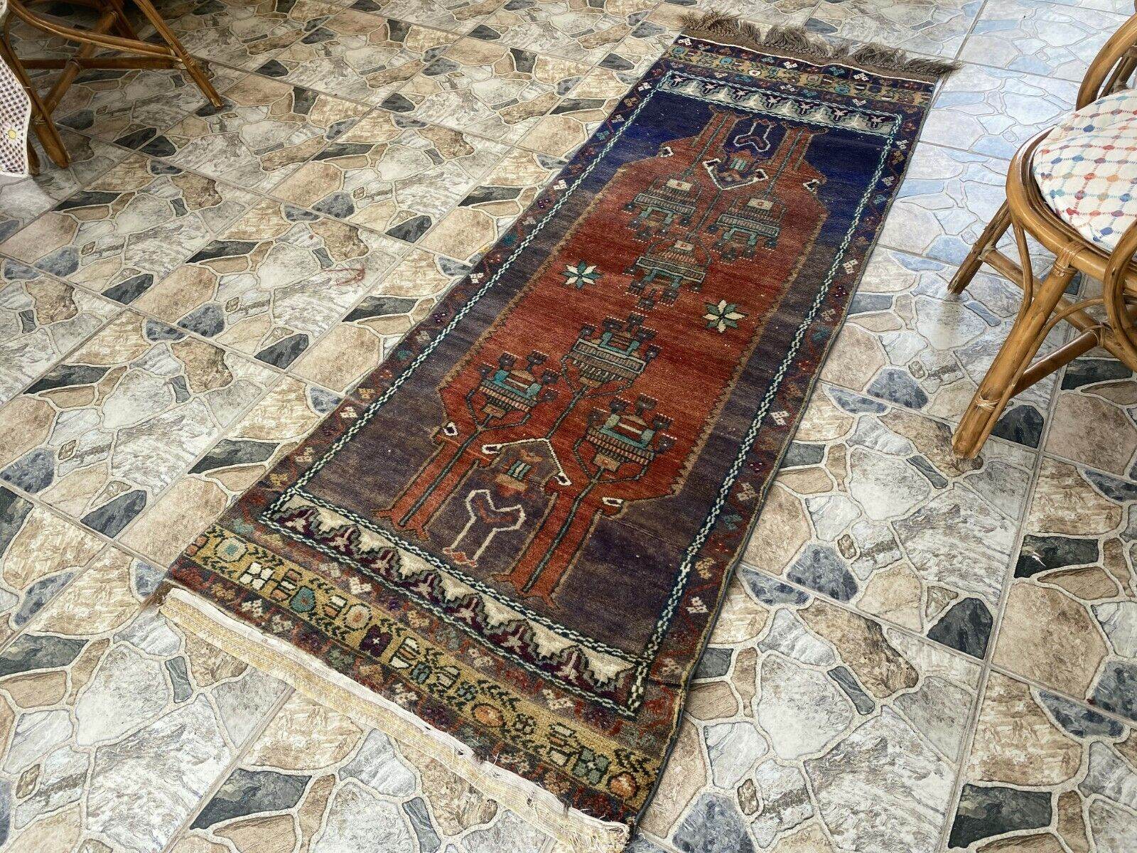 Vintage Turkish Oushak Rug | Handmade Antique Tribal Wool Farmhouse 2.8x6.9ft