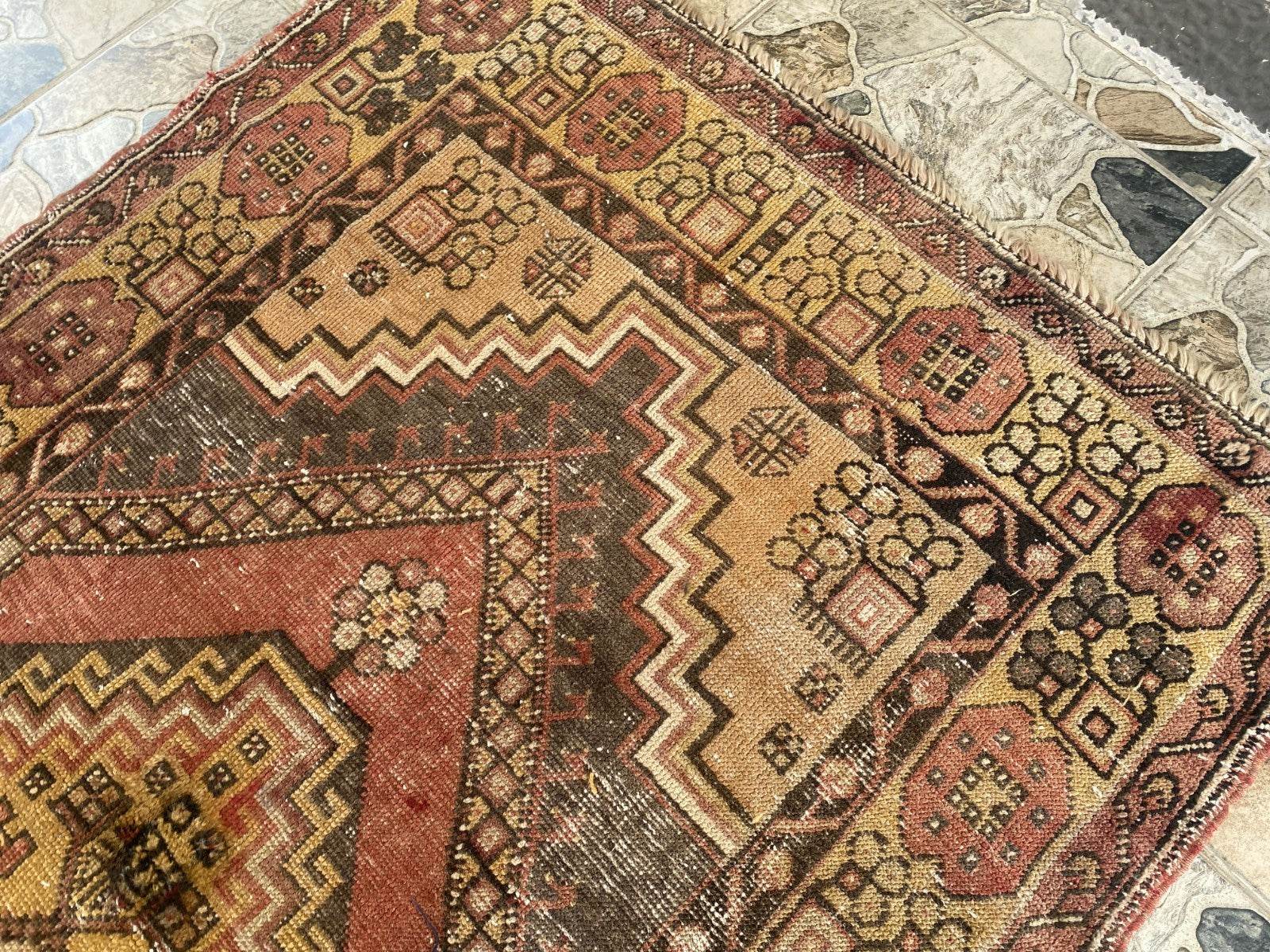 Handmade Turkish Vintage Rug | 1970s Tribal Wool Farmhouse Antique Area Carpet