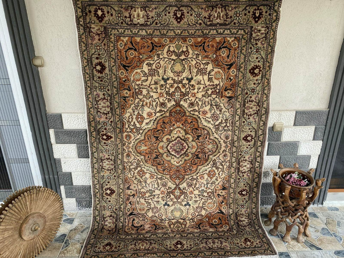 Handmade Turkish Vintage Area Rug, 1970s Antique Wool Tribal Farmhouse Carpet