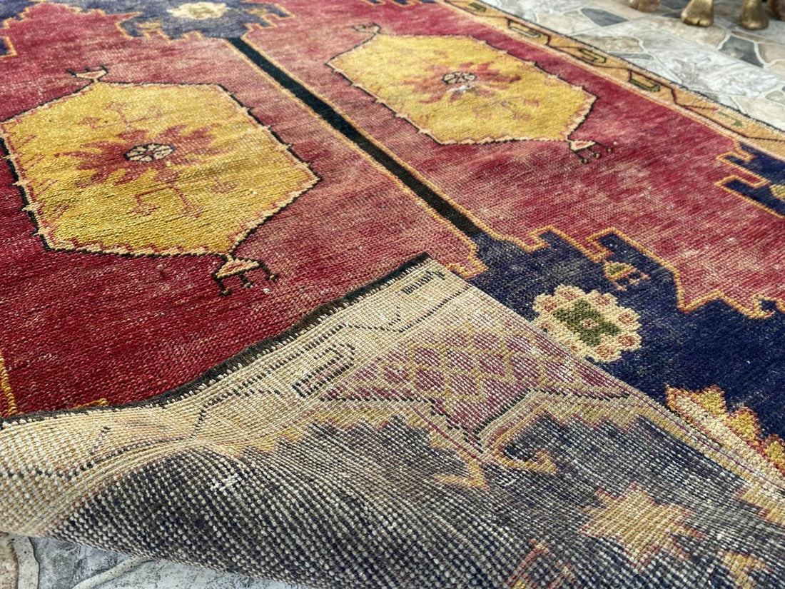 Vintage Turkish Rug | 3.5 x 5.8 ft Hand-Knotted Wool Geometric Anatolian Tribal