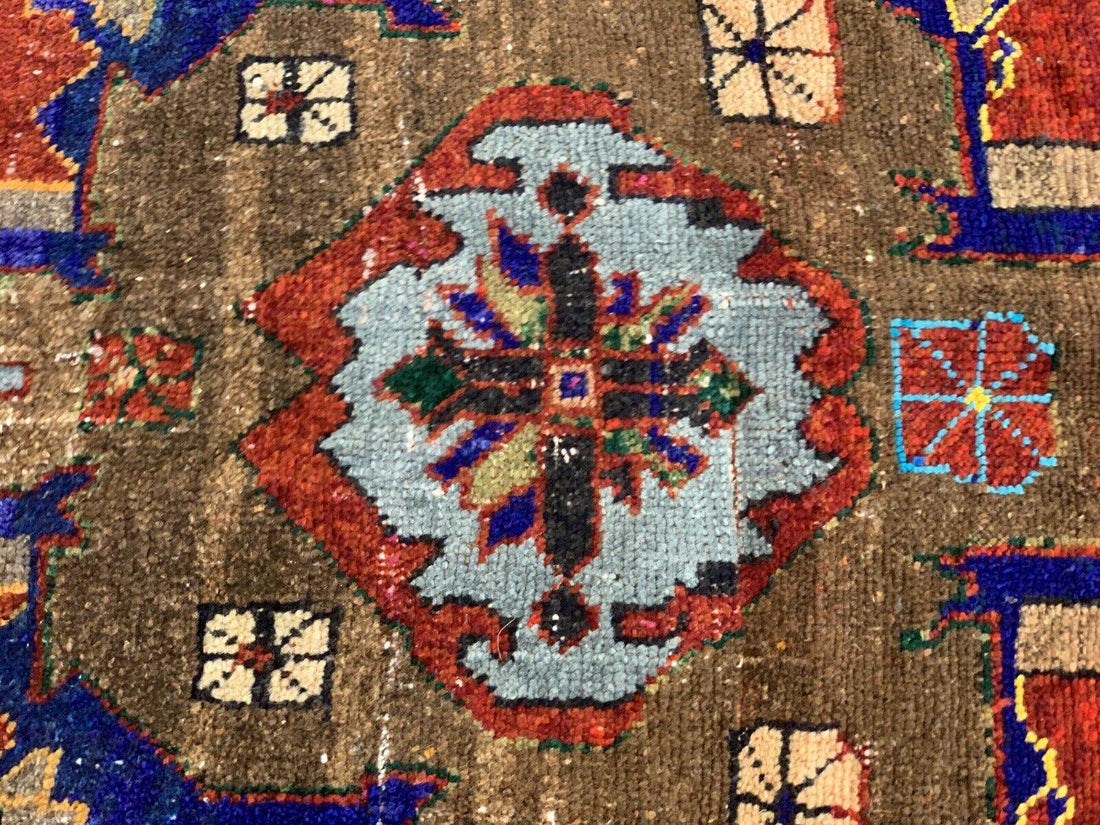 Vintage Rug, Anatolian Tribal Kilim TURKISH OUSHAK Geometric Farmhouse 4.5x9.3ft