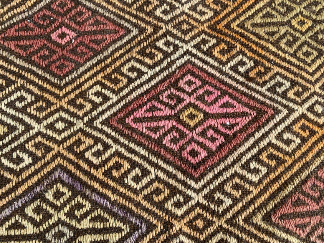 Vintage Turkish Oushak Rug, 1.8x3.7ft Red Handmade Wool Antique Tribal Small Rug