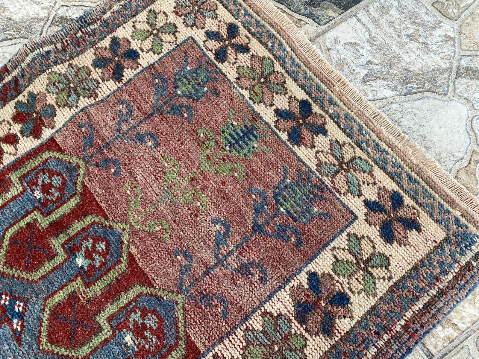 Vintage Turkish Wool Rug - 2 x 4 | Hand-Knotted Antique Oushak Anatolian Tribal