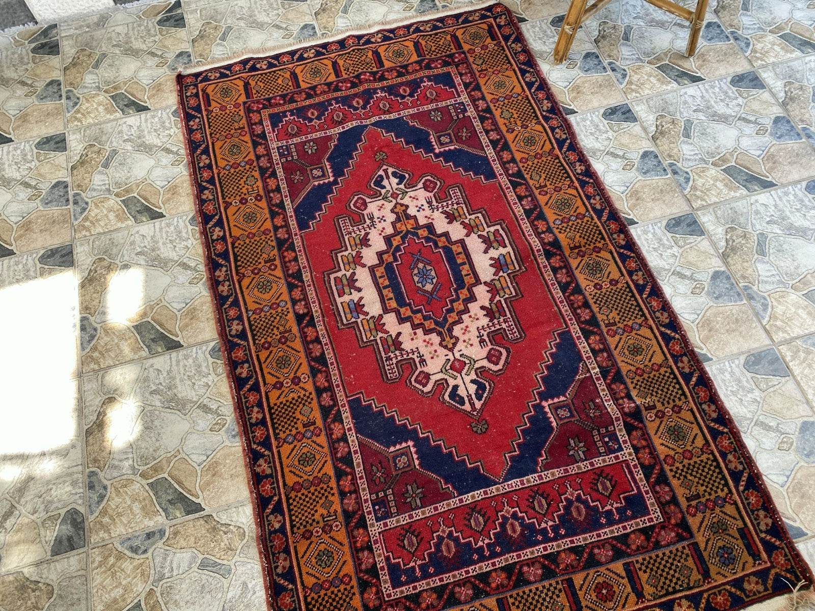 Vintage Turkish Oushak Rug | Hand-Knotted Wool Anatolian Tribal Carpet 4 x 6 ft