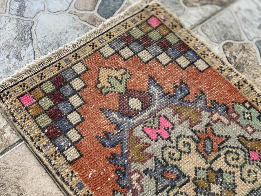 Geometric Turkish Vintage Rug * Tribal Farmhouse Anatolian HandmadeRug 1.6x2.8Ft