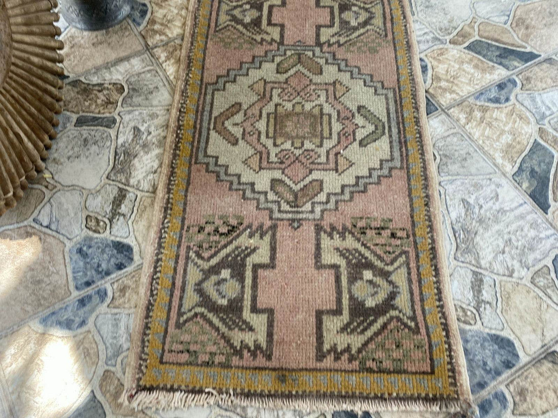 Handmade Turkish Vintage Rug | 1980s Tribal Wool Farmhouse Antique Small Carpet