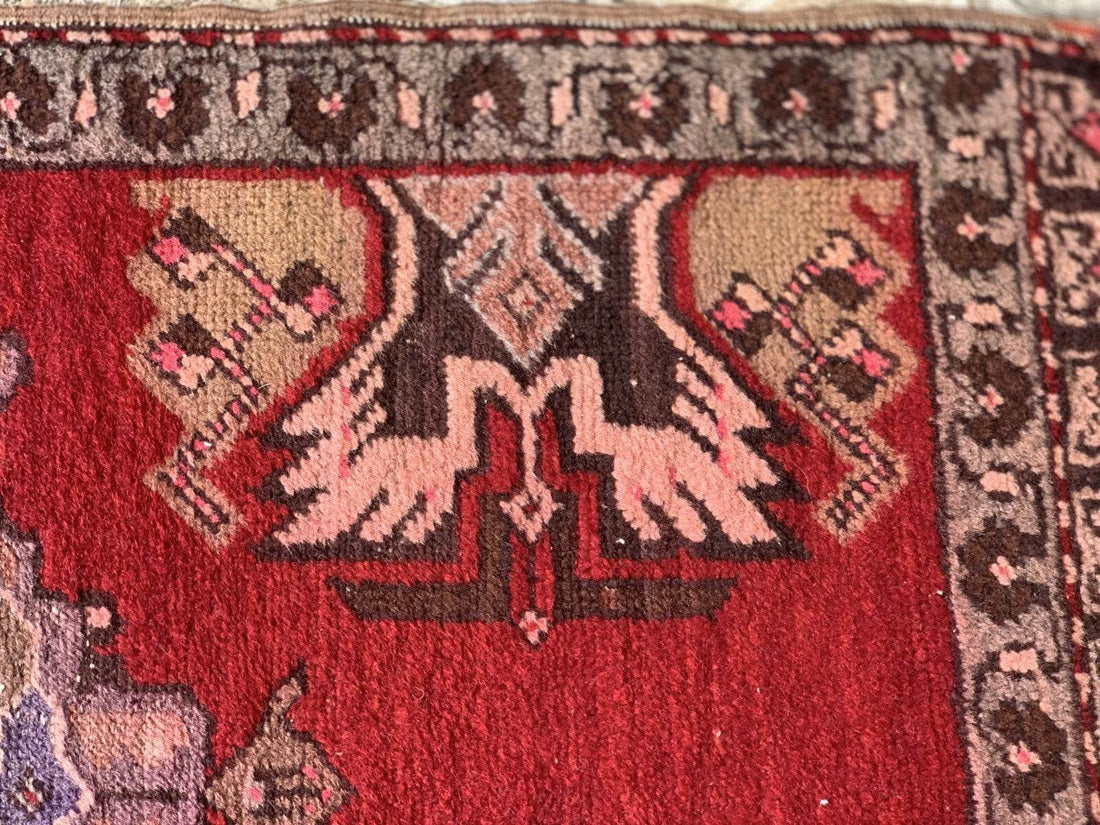 Vintage Tribal Handmade Wool Farmhouse Carpet Antique Turkish Rug 1.7 x 3.3 ft