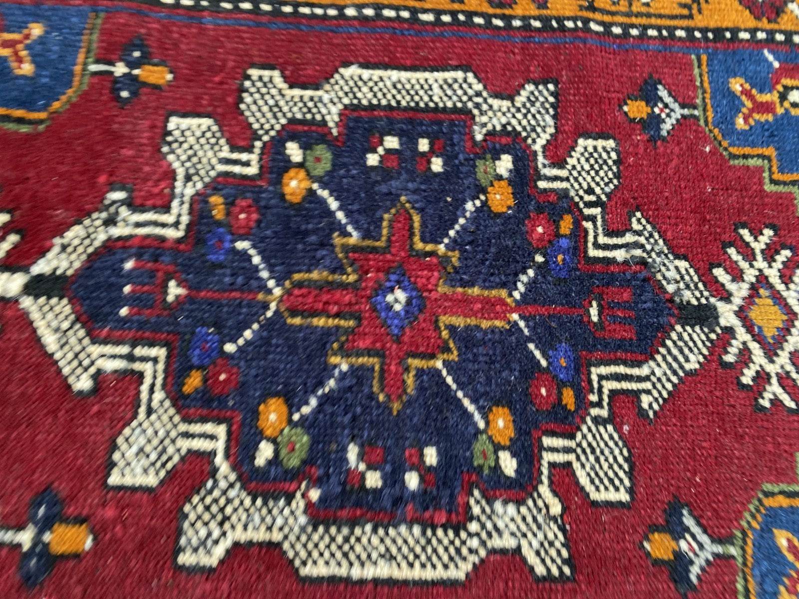 Small Anatolian Rug | 1.7 x 2.9 ft Vintage Hand-Knotted Wool Faded Geometric Rug