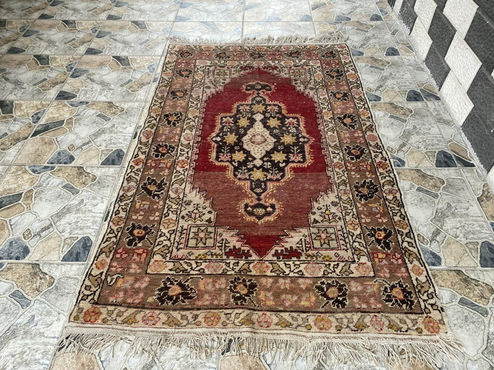 Pre 1930’s ANTIQUE ARMENIAN AREA RUG TRIBAL FARMHOUSE VINTAGE GEOMETRIC CARPET