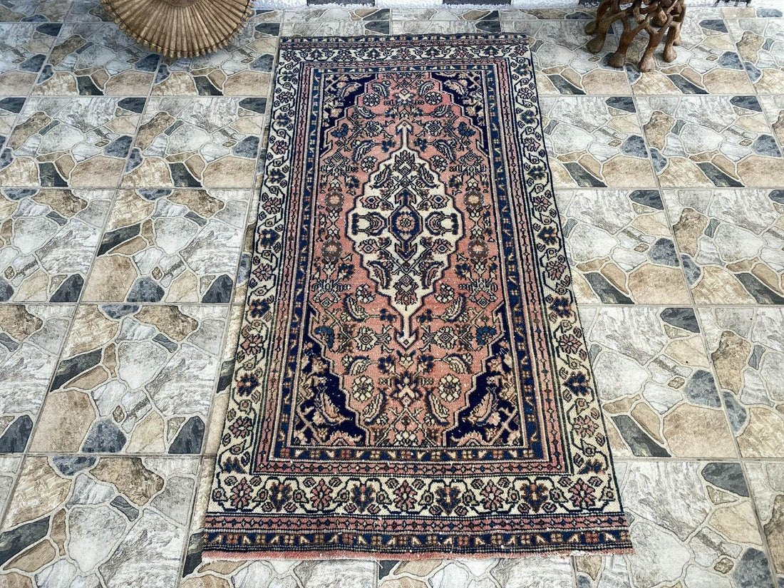 VINTAGE RUG HAND-KNOTTED Caucasian Tribal handmade wool antique farmhouse rug
