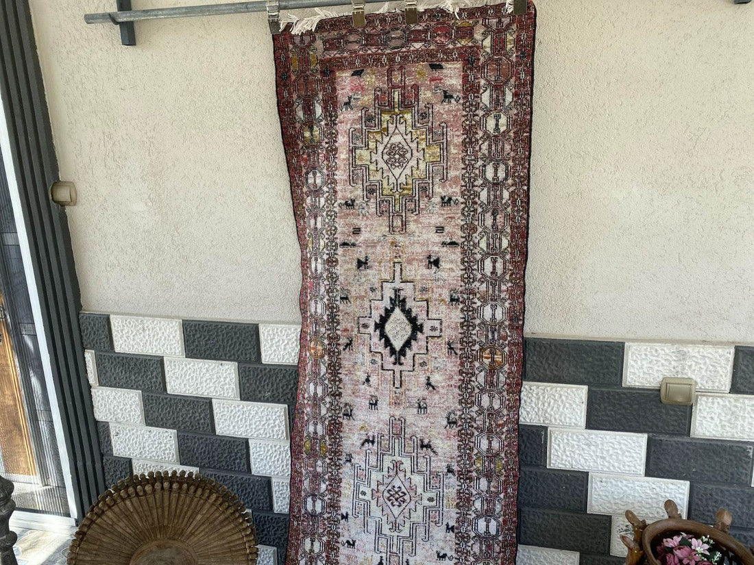Vintage Persian Rug - 2.4x8.9 Brown Soumak Handmade Wool Antique Tribal Area Rug