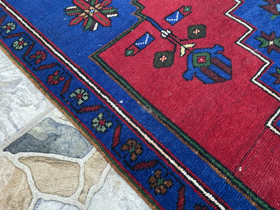 Vintage Rug | Wool Area Antique Farmhouse Anatolian Handmade Turkish Rug 4x7ft