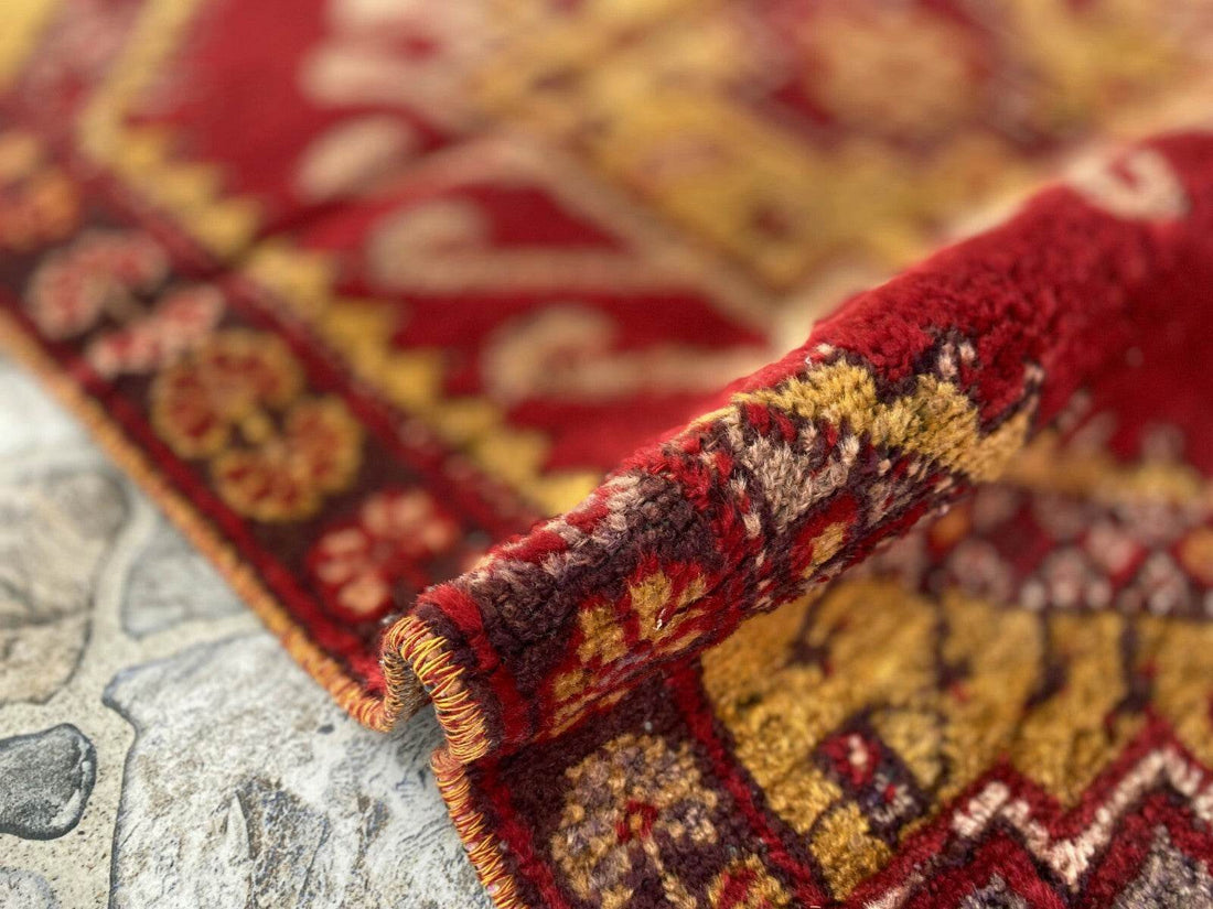 Handmade Turkish Vintage Rug | 1970s Wool Tribal Farmhouse Antique Small Carpet