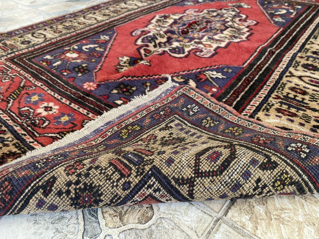 Vintage Turkish Rug | 4.3 x 6.5 ft | Handmade Geometric Anatolian Wool Area Rug