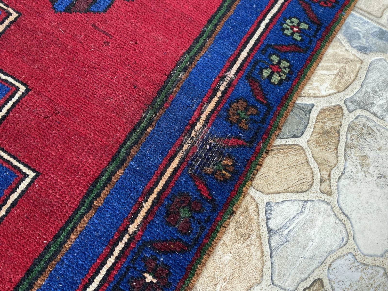 Vintage Rug | Wool Area Antique Farmhouse Anatolian Handmade Turkish Rug 4x7ft