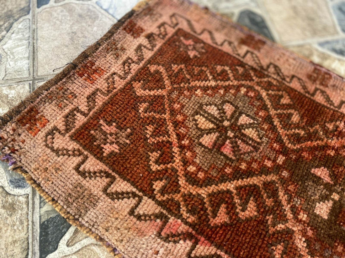 Vintage Hand-knotted Rug | 1980s Turkish Tribal Wool Farmhouse Antique Small Rug