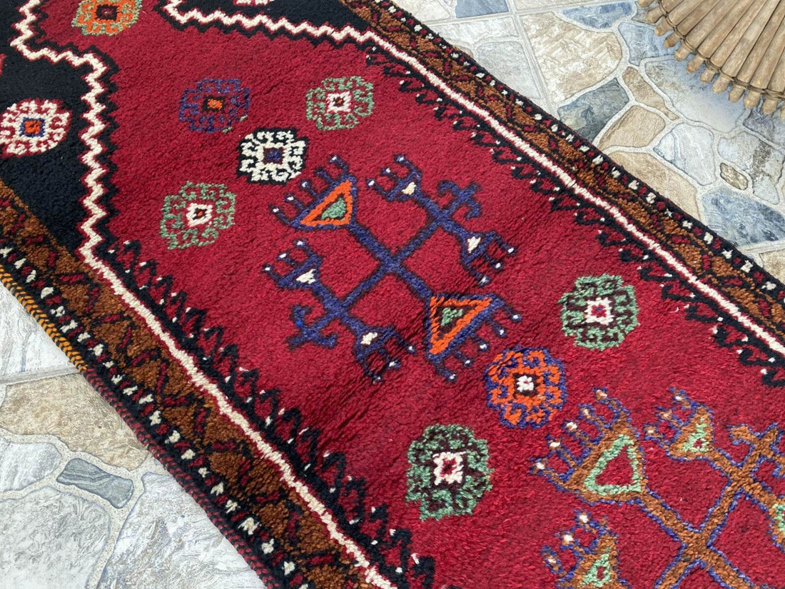 Pre 1970’s ANTIQUE KURDISH FARMHOUSE RUG - GEOMETRIC TRIBAL TURKISH VINTAGE