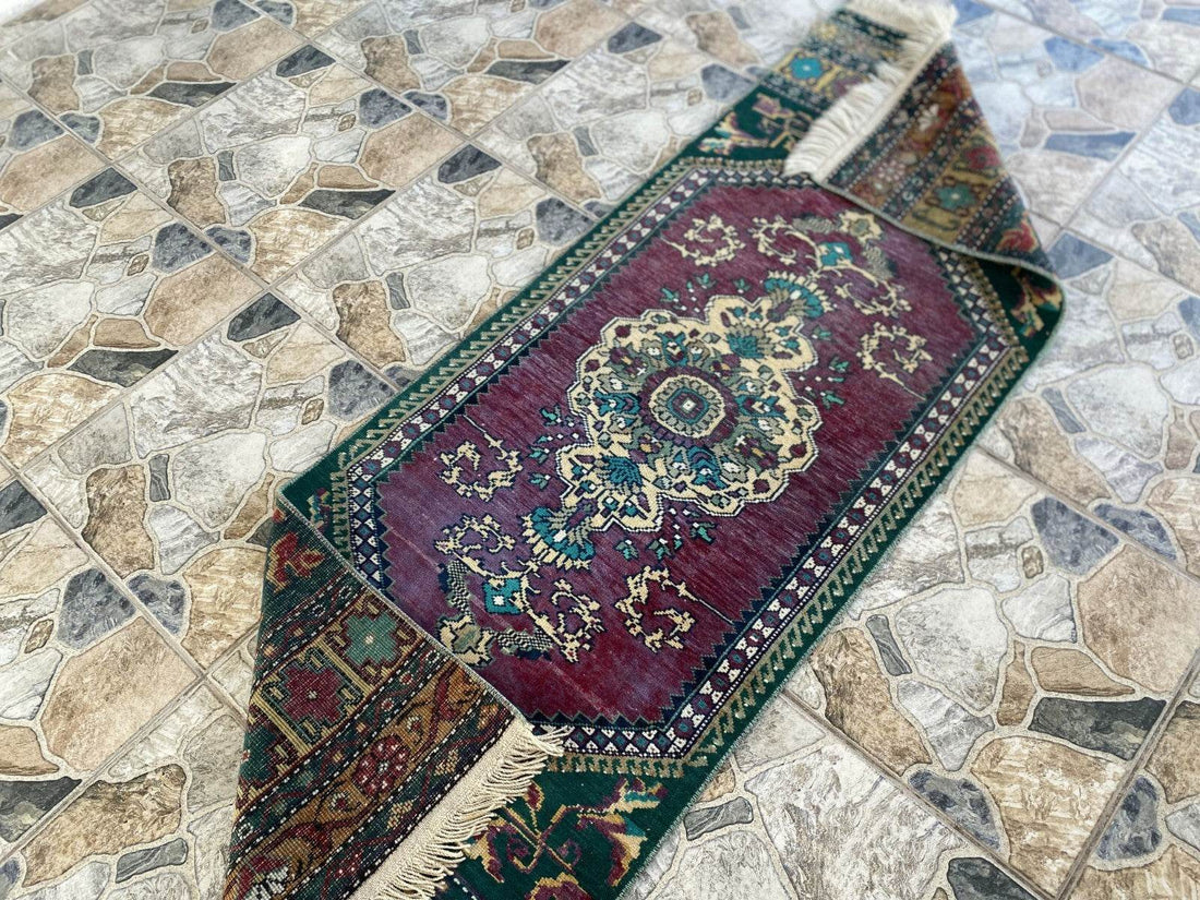 Handmade Turkish Vintage Rug | 1960s Tribal Wool Farmhouse Antique Runner Carpet