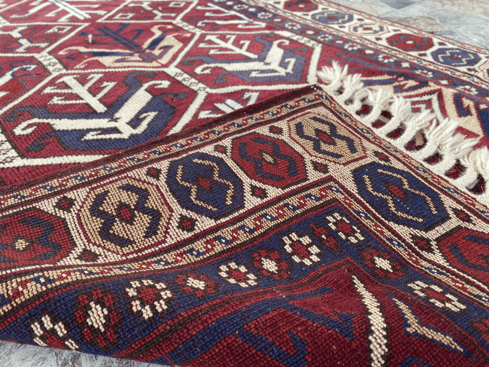Vintage Turkish Wool Rug - 3.4x5.8 | Hand-Knotted 1980s Oushak Anatolian Tribal