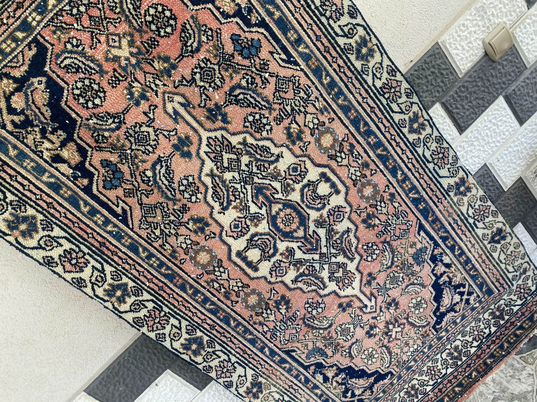 VINTAGE RUG HAND-KNOTTED Caucasian Tribal handmade wool antique farmhouse rug